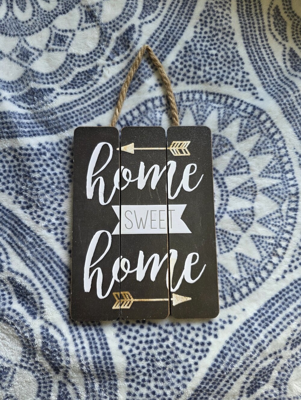 Black 'Home Sweet Home' Hanging Wall Plaque with Gold Accents